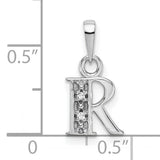 10k White Gold Pendant with Diamond Accent, Initial R Alphabet Letter Charm for Women