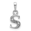 10k White Gold Initial S Pendant with Diamond Accents, Polished Finish, Unisex Letter Charm
