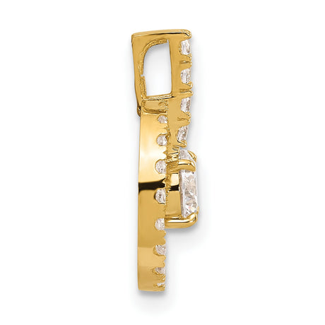 10k Yellow Gold Pendant with Cubic Zirconia, Circular Halo Design, Minimalist Style for Women
