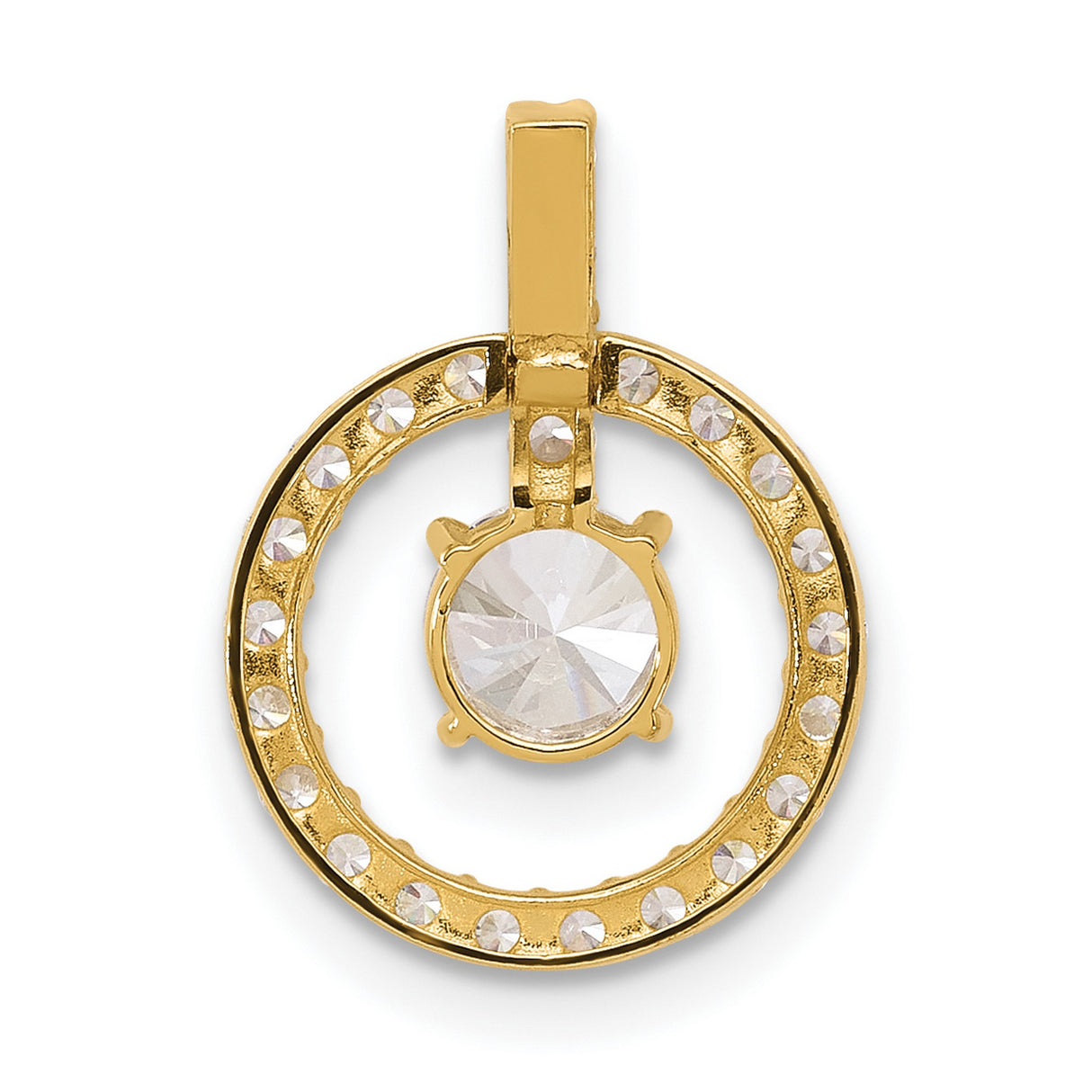 10k Yellow Gold Pendant with Cubic Zirconia, Circular Halo Design, Minimalist Style for Women