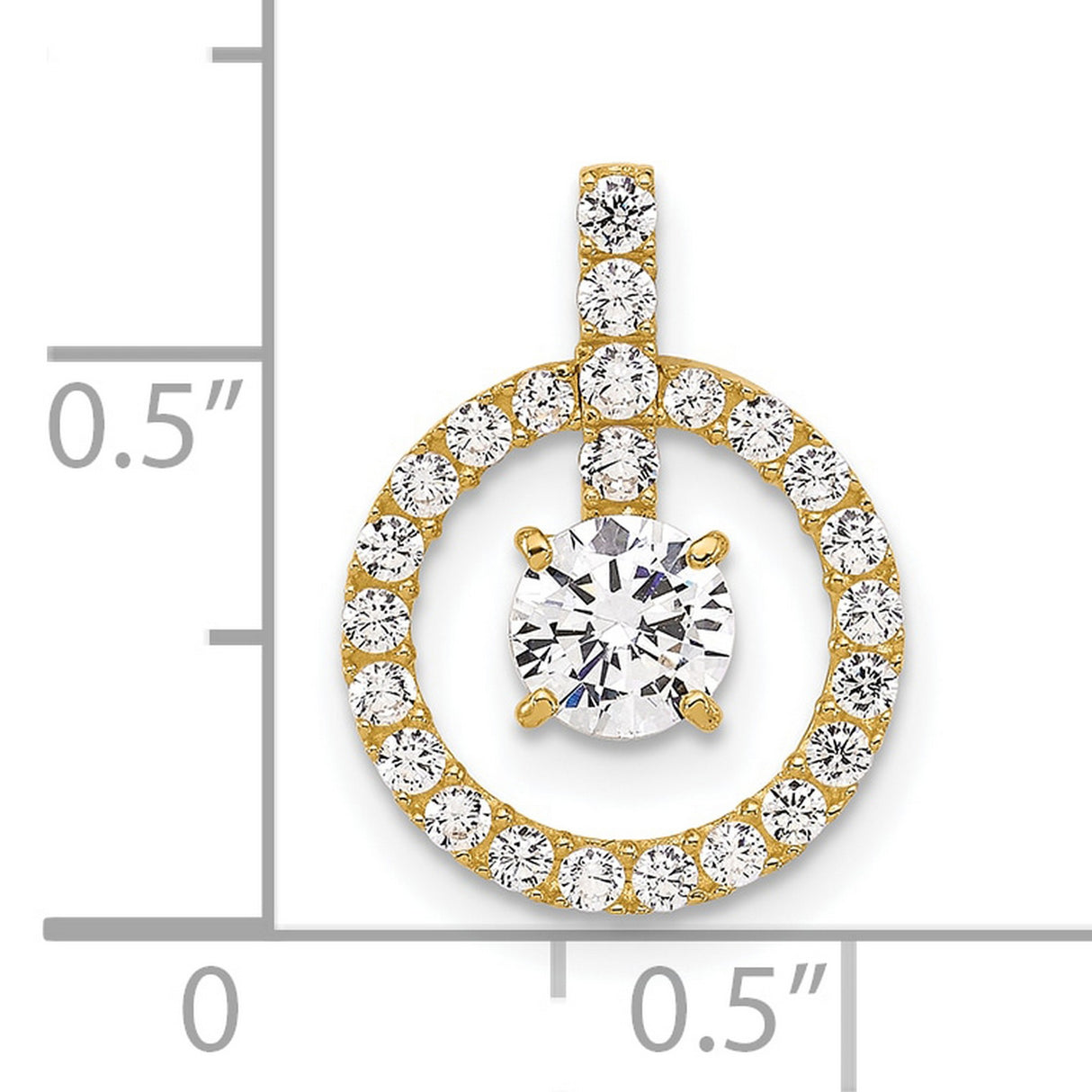 10k Yellow Gold Pendant with Cubic Zirconia, Circular Halo Design, Minimalist Style for Women