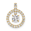 10k Yellow Gold Pendant with Cubic Zirconia, Circular Halo Design, Minimalist Style for Women