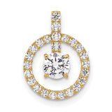 10k Yellow Gold Pendant with Cubic Zirconia, Circular Halo Design, Minimalist Style for Women