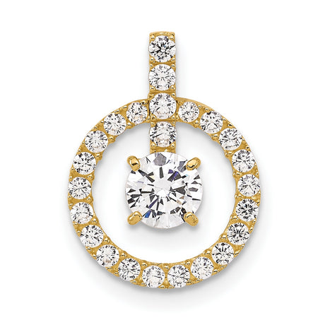10k Yellow Gold Pendant with Cubic Zirconia, Circular Halo Design, Minimalist Style for Women