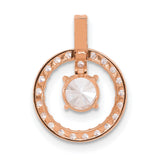 10k Rose Gold Pendant with Cubic Zirconia, Round Halo Design, Prong Set Center Stone