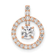 10k Rose Gold Pendant with Cubic Zirconia, Round Halo Design, Prong Set Center Stone