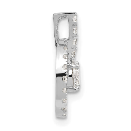 Polished CZ Charm Pendant in Real 10k White Gold