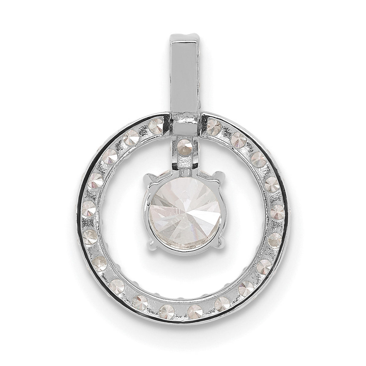 Polished CZ Charm Pendant in Real 10k White Gold