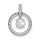 Polished CZ Charm Pendant in Real 10k White Gold