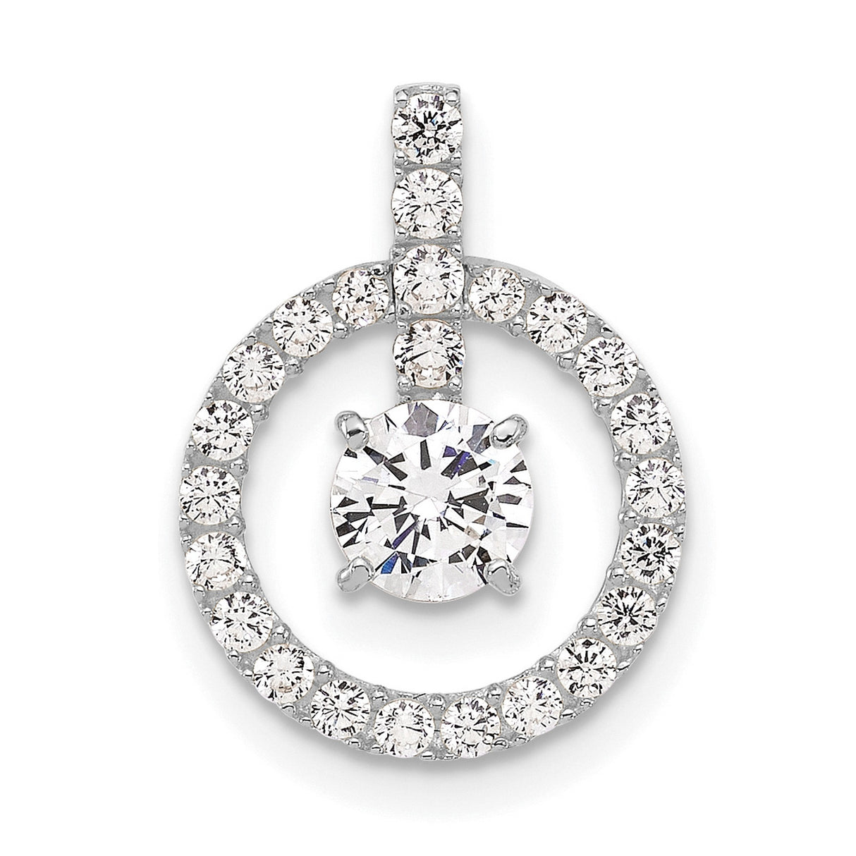 Polished CZ Charm Pendant in Real 10k White Gold