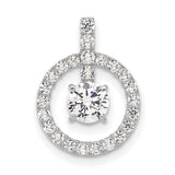Polished CZ Charm Pendant in Real 10k White Gold