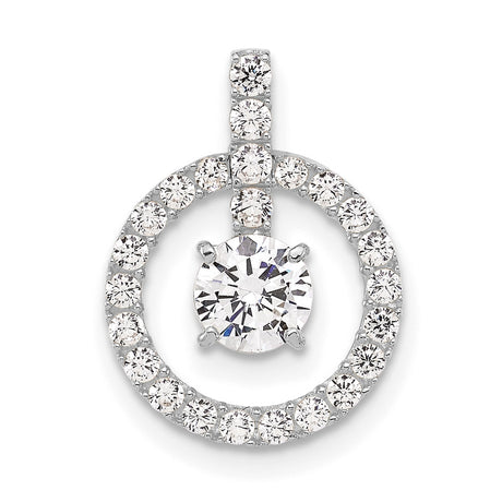 Polished CZ Charm Pendant in Real 10k White Gold