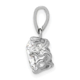 10k White Gold Solitaire Pendant with Cubic Zirconia and Diamond Accented Bail