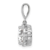 10k White Gold Pendant with Cubic Zirconia, Halo Design, Polished Solitaire Charm for Women