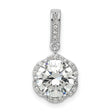 10k White Gold Pendant with Cubic Zirconia, Halo Design, Polished Solitaire Charm for Women