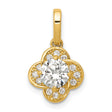 10k Yellow Gold Pendant with Cubic Zirconia, Diamond Pavé, Floral Clover Design for Women