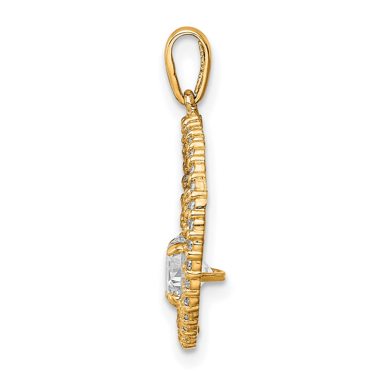 Two Circles CZ Charm Pendant in Real 10k Yellow Gold