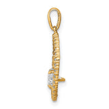 Two Circles CZ Charm Pendant in Real 10k Yellow Gold