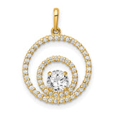 Two Circles CZ Charm Pendant in Real 10k Yellow Gold