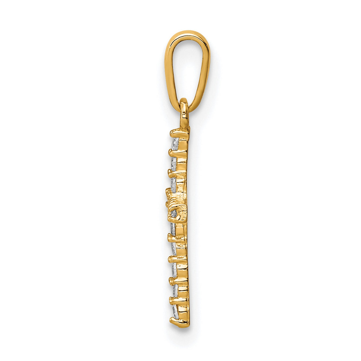 10k Yellow Gold Cross Pendant with Cubic Zirconia Accents, Classic Religious Charm for Men and Women