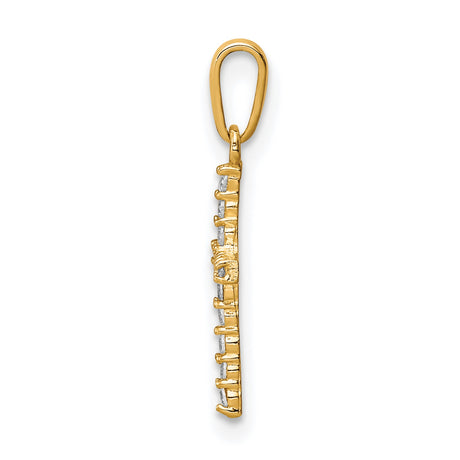 10k Yellow Gold Cross Pendant with Cubic Zirconia Accents, Classic Religious Charm for Men and Women