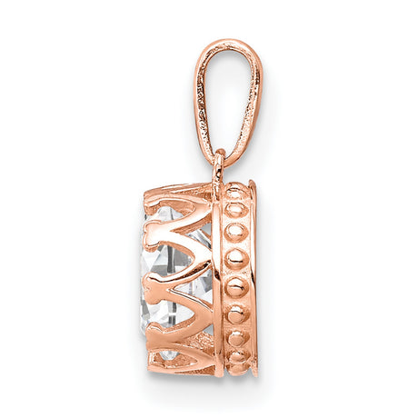 10k Rose Gold Solitaire Pendant with Cubic Zirconia, Minimalist Modern Style for Women