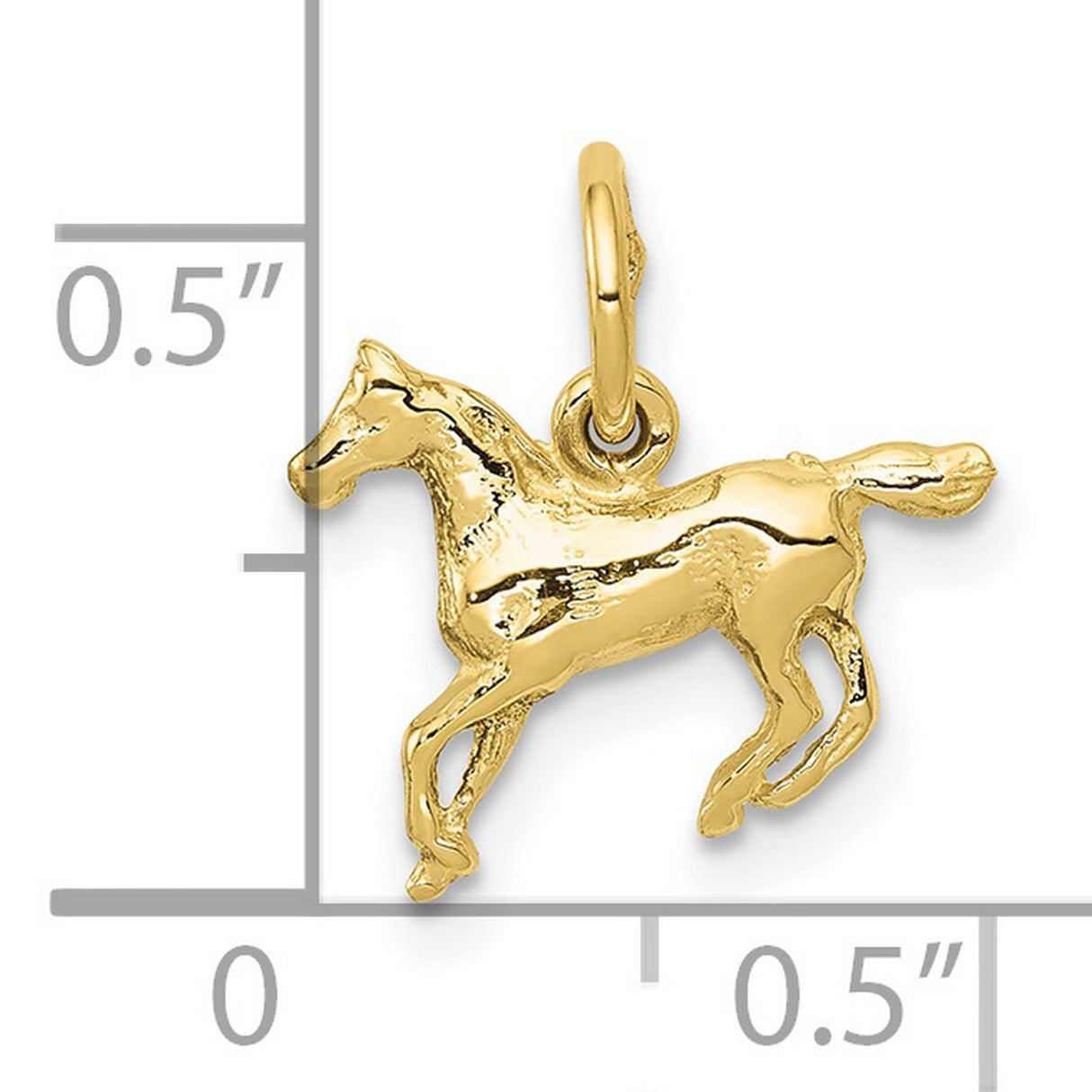 10k Yellow Gold Horse Pendant, Detailed Running Horse Design, Equestrian Western Jewelry