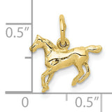 10k Yellow Gold Horse Pendant, Detailed Running Horse Design, Equestrian Western Jewelry
