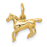 10k Yellow Gold Horse Pendant, Detailed Running Horse Design, Equestrian Western Jewelry