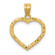 10k Yellow Gold Heart Pendant with Textured Hammered Finish and Cutout Design for Women