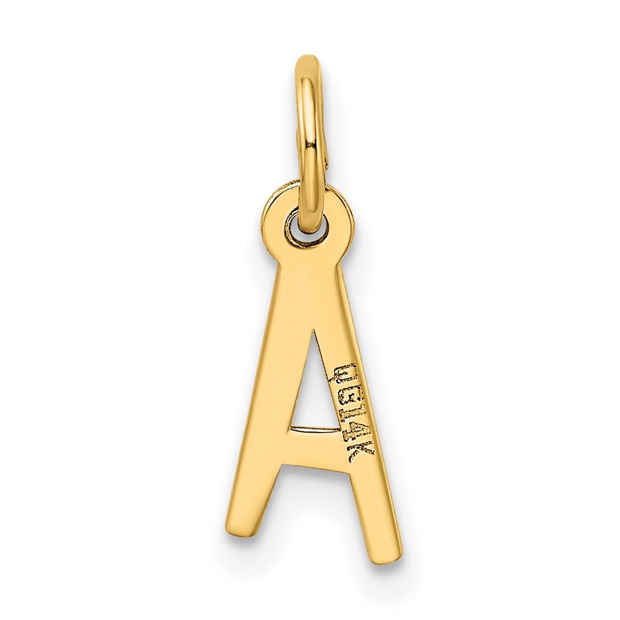 10k Yellow Gold Initial A Pendant Charm, Polished Alphabet Letter Jewelry for Women or Unisex