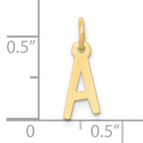 10k Yellow Gold Initial A Pendant Charm, Polished Alphabet Letter Jewelry for Women or Unisex