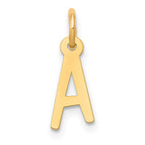 10k Yellow Gold Initial A Pendant Charm, Polished Alphabet Letter Jewelry for Women or Unisex
