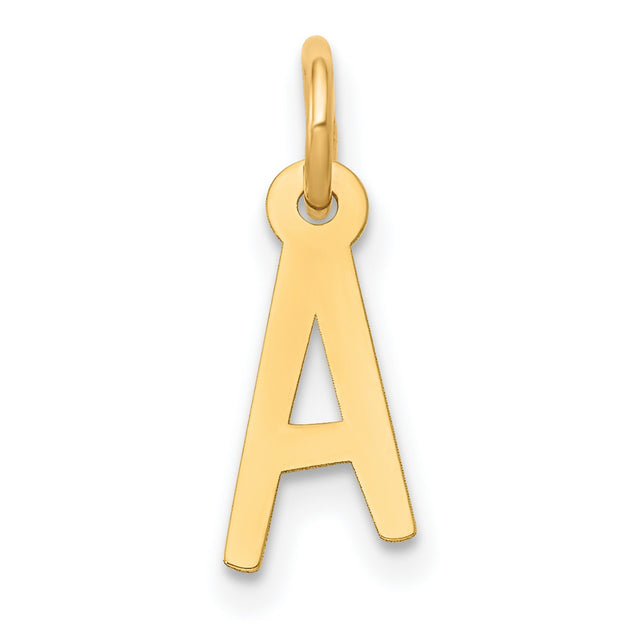 10k Yellow Gold Initial A Pendant Charm, Polished Alphabet Letter Jewelry for Women or Unisex