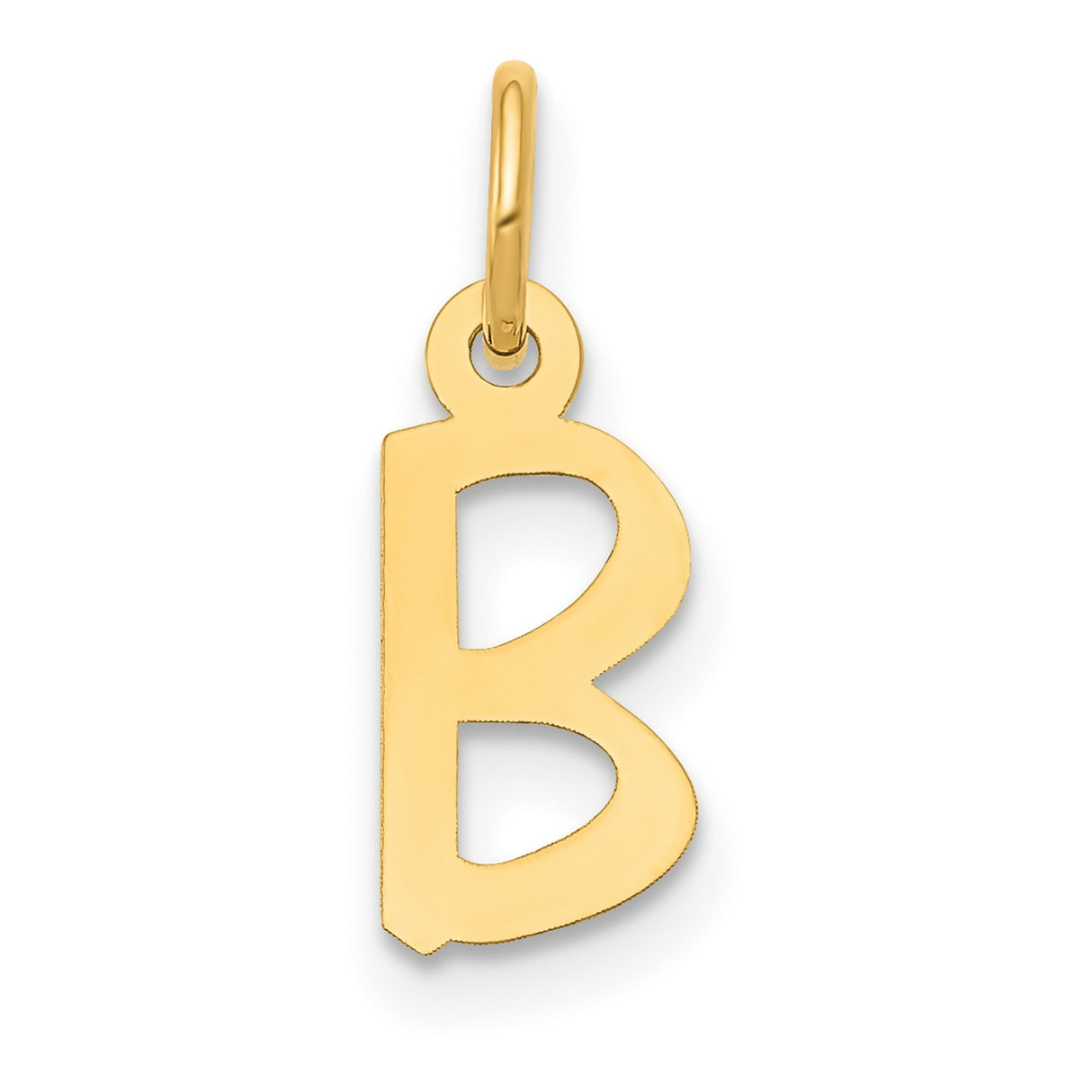 10k Yellow Gold Initial B Pendant, Polished Block Letter Charm, Unisex Alphabet Jewelry