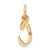 10k Yellow Gold Script Initial C Pendant, Polished Cursive Letter Charm for Women