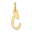 10k Yellow Gold Script Initial C Pendant, Polished Cursive Letter Charm for Women