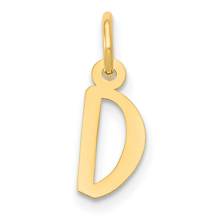 10k Yellow Gold Pendant Charm, Block Letter D Initial, Polished Alphabet Jewelry for Women or Unisex