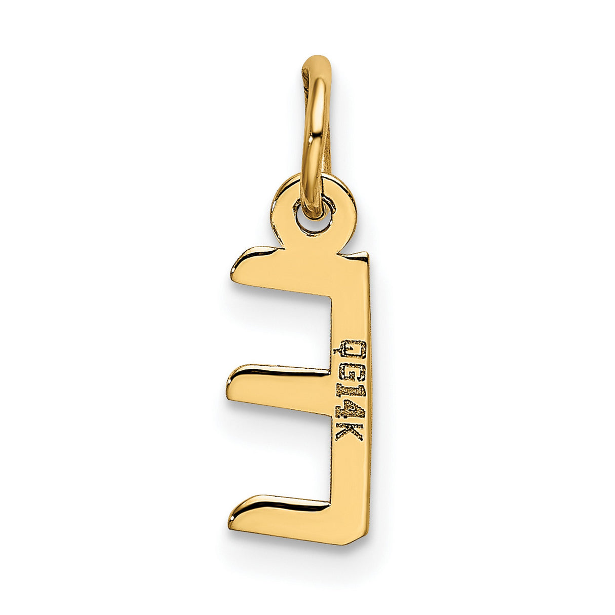 10k Yellow Gold Pendant, Block Letter E Initial Charm, Polished Monogram Design for Women or Unisex