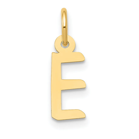 10k Yellow Gold Pendant, Block Letter E Initial Charm, Polished Monogram Design for Women or Unisex