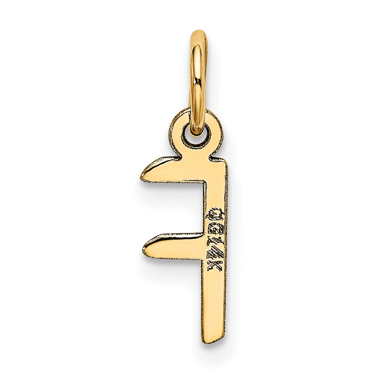 10k Yellow Gold Letter F Pendant, Polished Alphabet Charm, Initial Jewelry for Women or Unisex