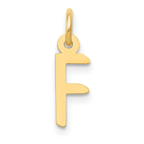 10k Yellow Gold Letter F Pendant, Polished Alphabet Charm, Initial Jewelry for Women or Unisex
