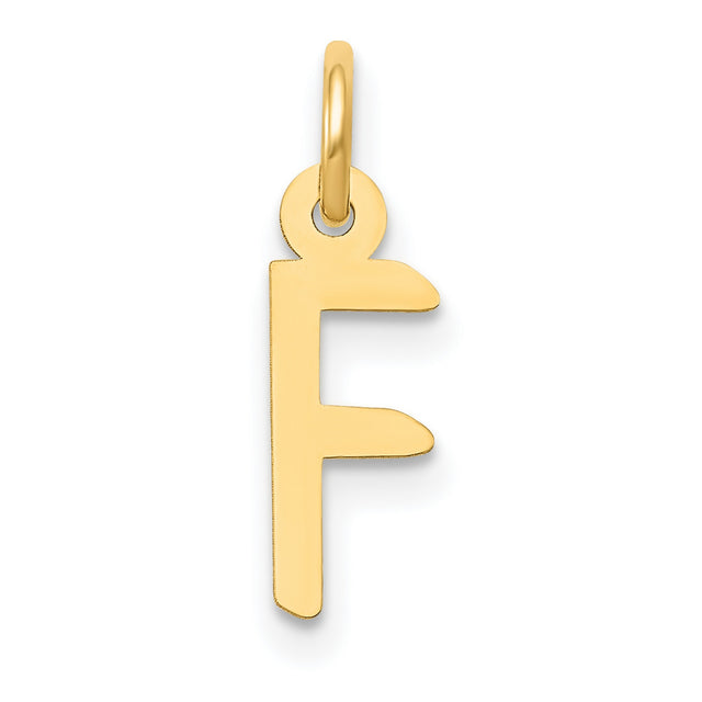 10k Yellow Gold Letter F Pendant, Polished Alphabet Charm, Initial Jewelry for Women or Unisex