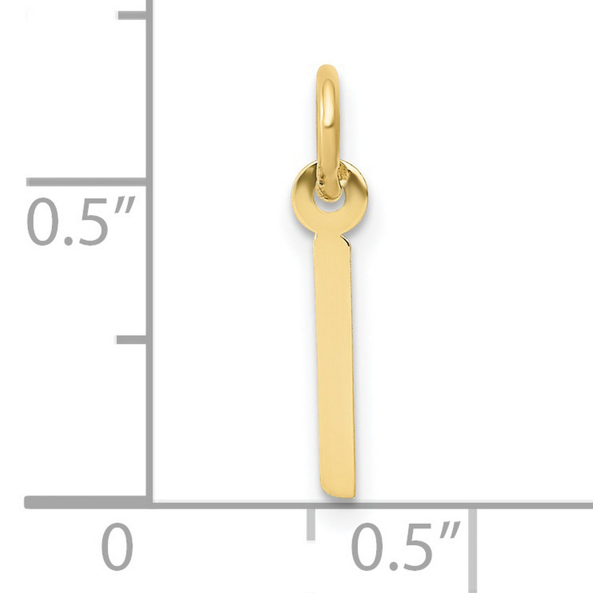 10k Yellow Gold Vertical Bar Pendant, Minimalist Slim Rectangle Charm, Polished Finish