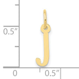 10k Yellow Gold Letter J Pendant, Polished Block Initial Charm for Women or Unisex Wear