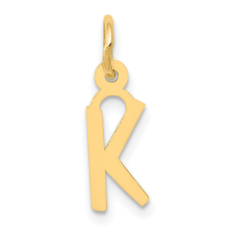 10k Yellow Gold Letter K Pendant Charm, Modern Cutout Design, Polished Finish, Unisex Style
