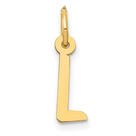10k Yellow Gold Initial Pendant Charm, Block Letter L, Polished Alphabet Jewelry for Women