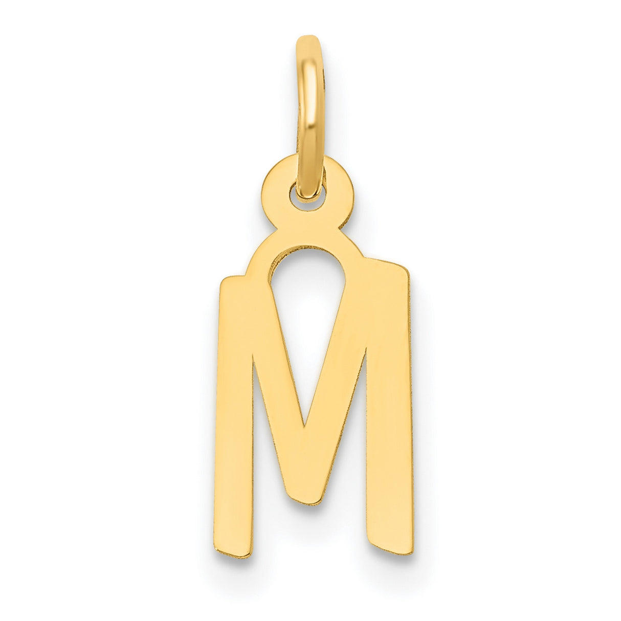 10k Yellow Gold Initial M Pendant, Cutout Letter Charm, Minimalist Alphabet Jewelry for Women