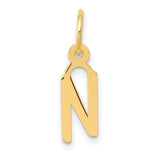 10k Yellow Gold N Pendant, Cutout Initial Charm with Polished Finish, Modern Block Letter Design