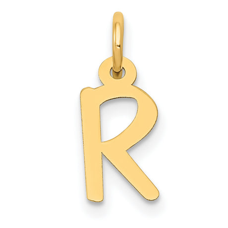 10k Yellow Gold Letter R Pendant Charm, Polished Alphabet Jewelry for Women or Unisex